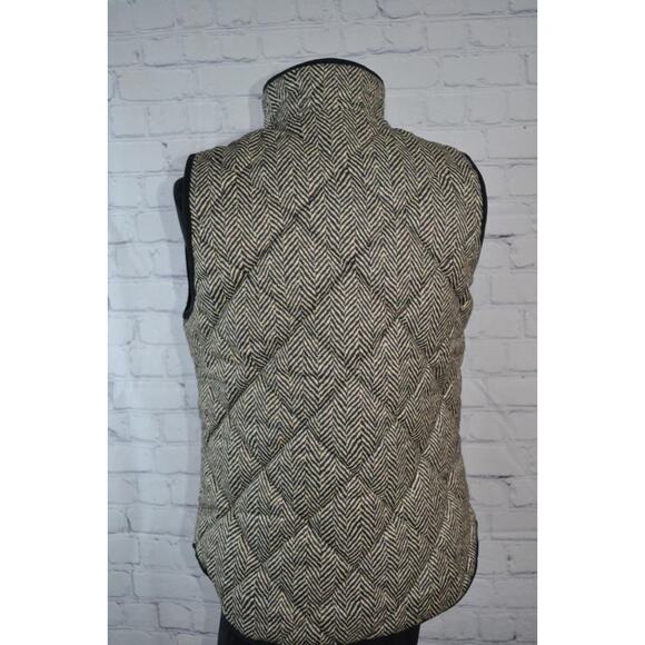 47851-a JCrew Quilted Jacket Vest Womens Sze Small Green Herringbone - Picture 5 of 7